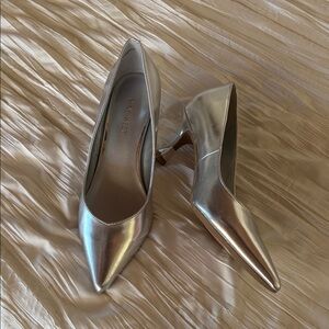 Nine West Metallic Silver Heels